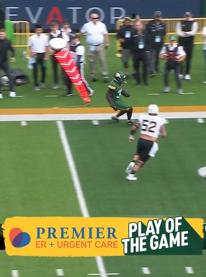 Instagram post by @baylorathletics for Allstate. Caption reads: Saturday's @premier.care Play of the Game: DJ....