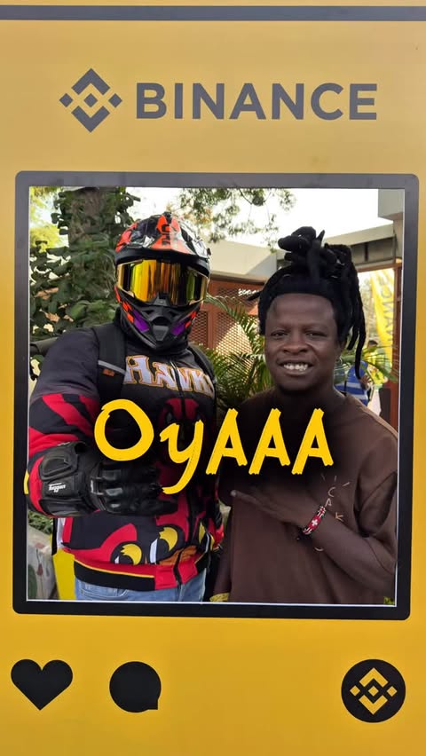 Instagram post by @bonnke_west for Binance. Caption reads: Boda boda riders learning road safety. #Binance....