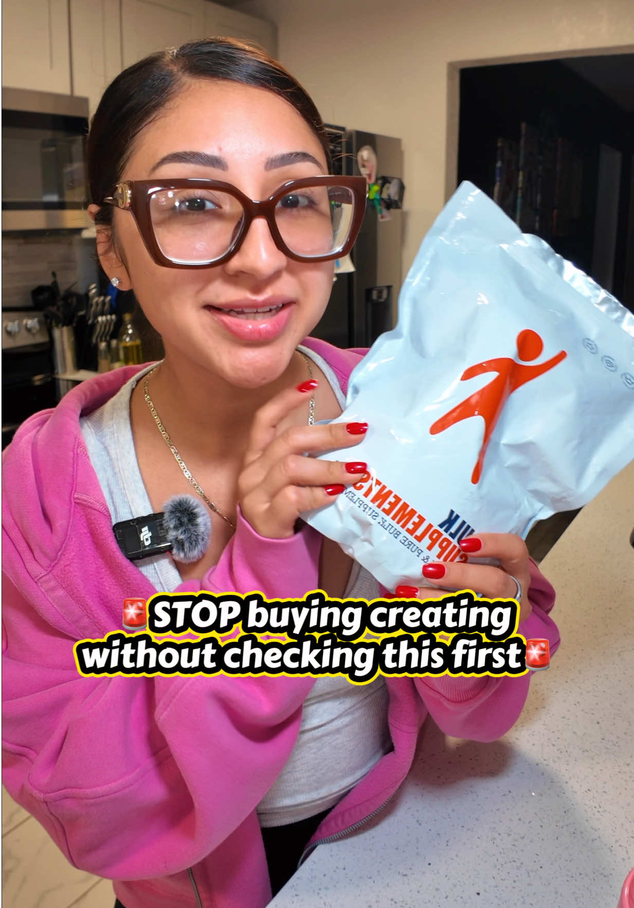 TikTok post by @alanis.jocelyn for Bulk Supplements. Caption reads: [...] buy your next creatine 👀💪🏼 #ad....