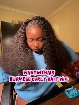 TikTok post by @h.a.n.i080 for Wavymy. Caption reads: [...] how half wigs are sooo versatile xx....
