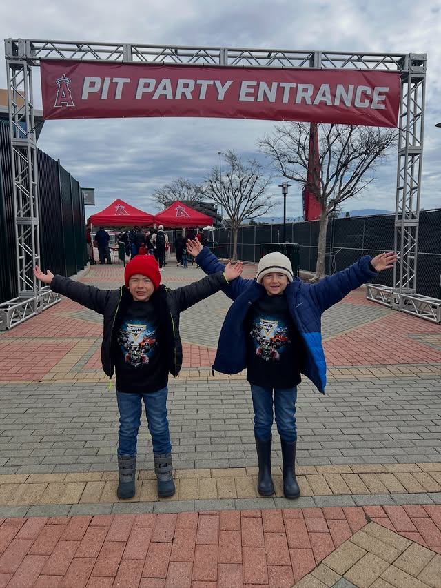 Instagram post by @themeparkmomlife for Monster Jam. Caption reads: Monster Jam roars back to Angel Stadium! [...].