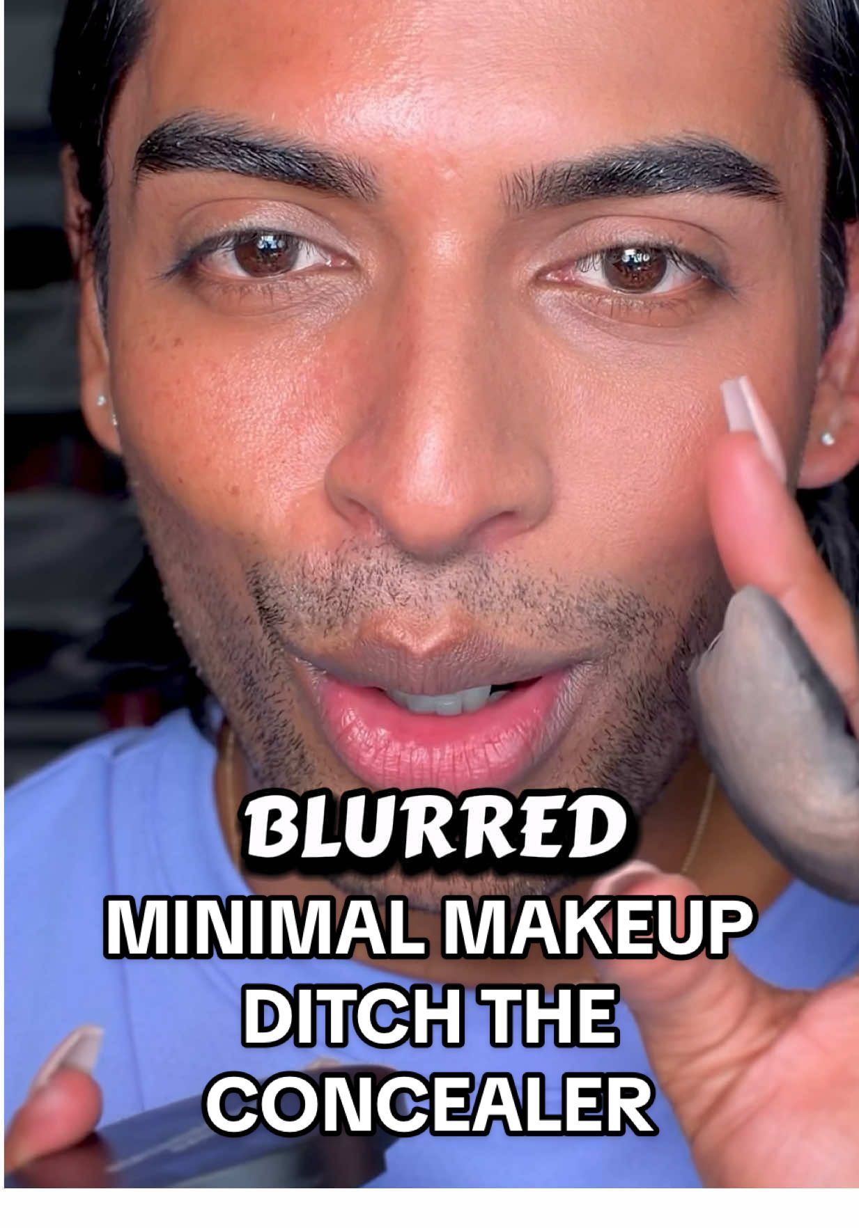 TikTok post by @adityamadiraju for bareMinerals. Caption reads: Minimal Makeup Hack … Replace your concealer with.....