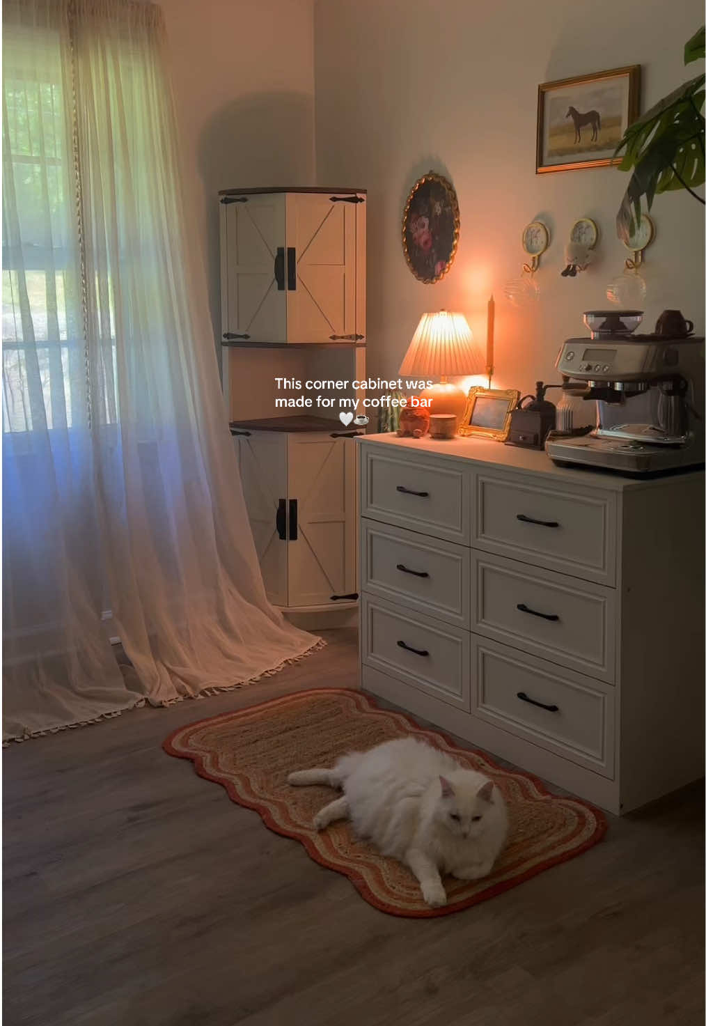 TikTok post by @richelleelord for Vabches. Caption reads: The perfect little corner for all my coffee....