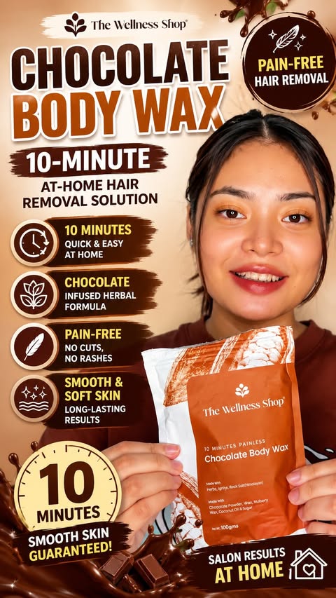 Instagram post by @lezaroyyy for The Wellness Shop. Caption reads: [...] right? Wrong. Chocolate Body Wax by....