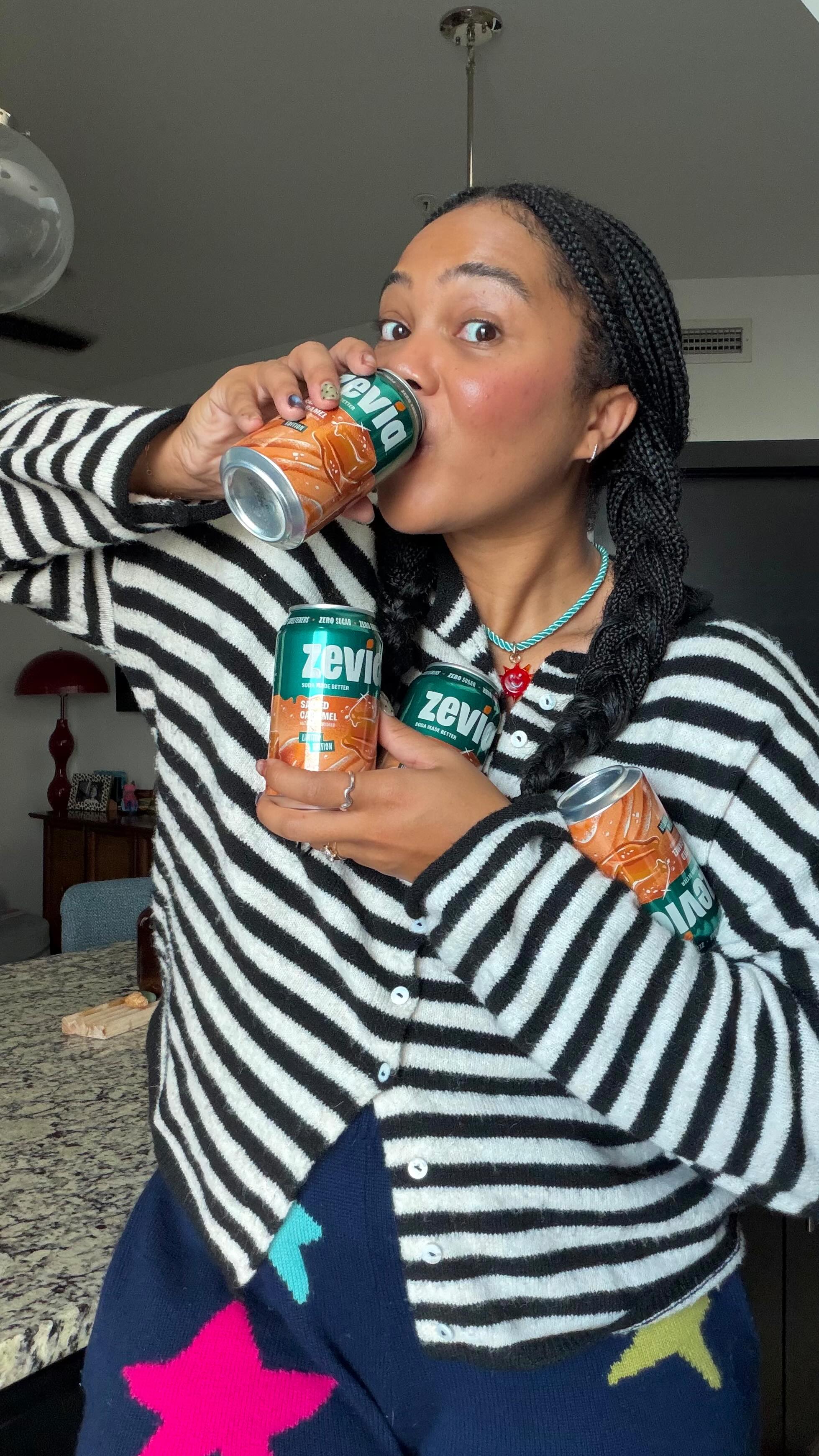 Instagram post by @averycadrien for Zevia. Caption reads: #ZeviaPartner 
When the inner chaos hits max....