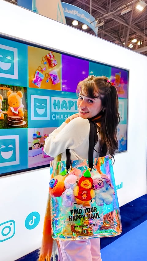Instagram post by @magicwithmeg for Just Play. Caption reads: [...] happy haul at new york toy fair! ✨ #ad....