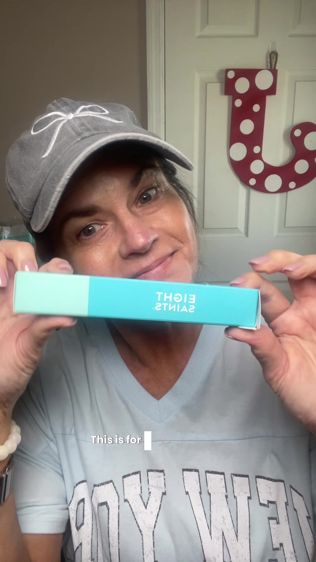 TikTok post by @rob.johnson.23 for Eight Saints Skincare. Caption reads: [...] eye serum that helps puffiness! @Eight....
