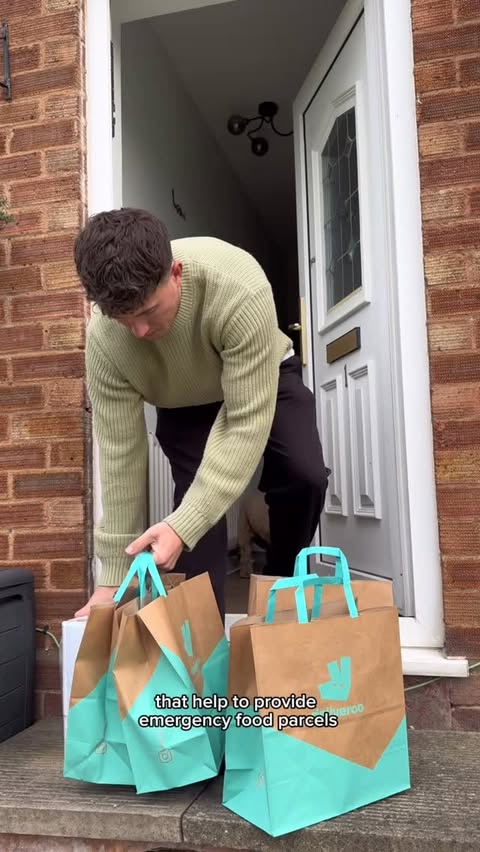 Instagram post by @theftdbrothers for Deliveroo. Caption reads: [...] help make sure no one is facing hunger....