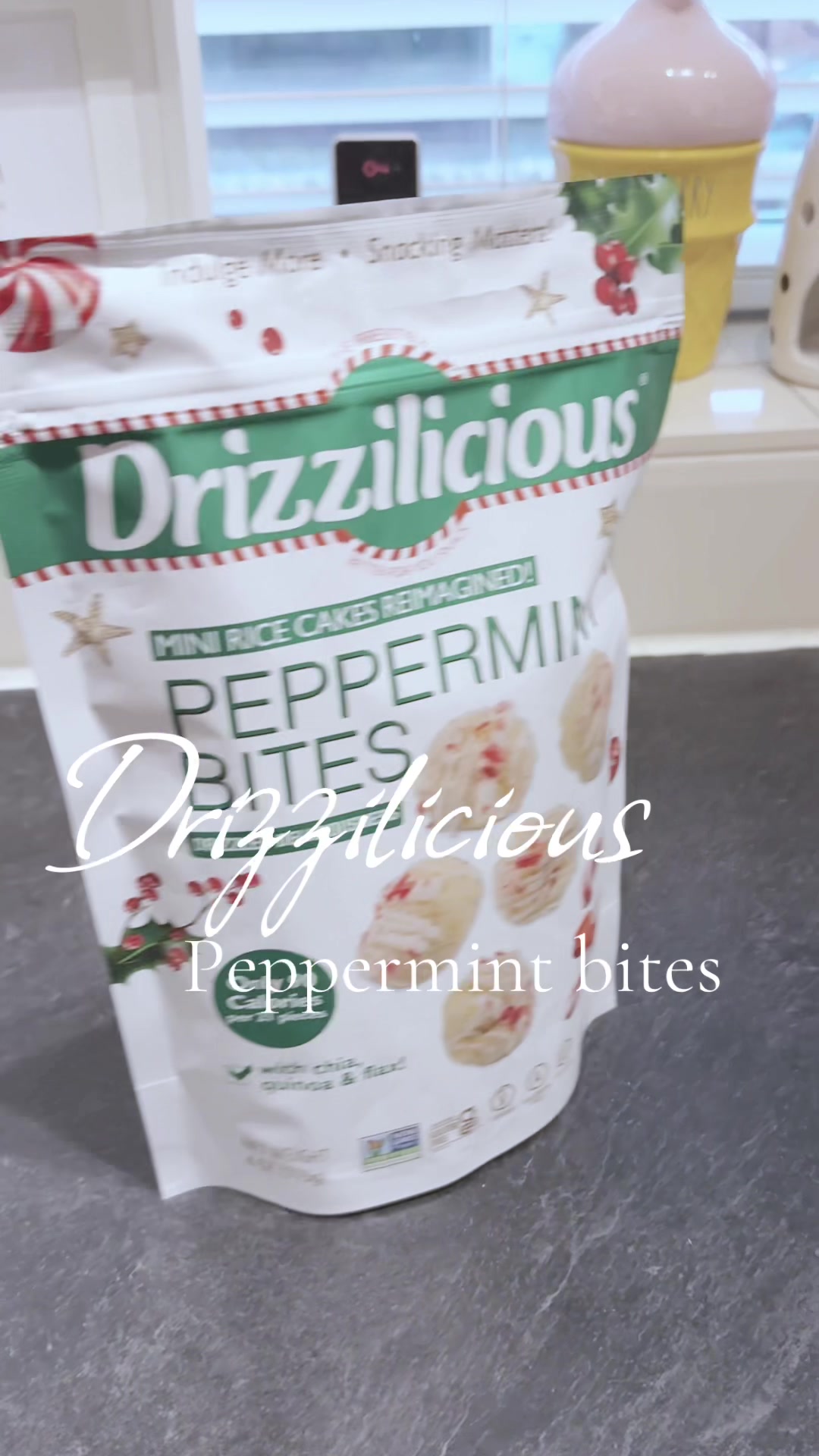 TikTok post by @strudelsdoodles for Broadway Candy. Caption reads: Craving a guilt-free crunch? Drizzilicious mini....