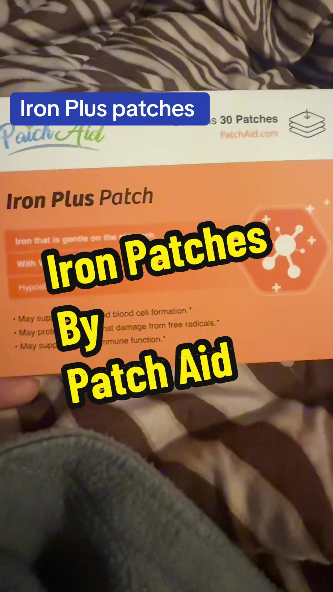 TikTok post by @sunni_theearthbabe for PatchAid. Caption reads: @PatchAid ##lowiron #tired #iron [...].