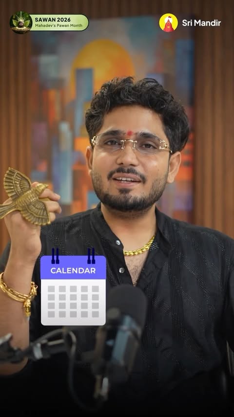 Instagram post by @sumitacharyajimaharaj for Sri Mandir. Caption reads: Savan with Sri Mandir and Sumitacharya.