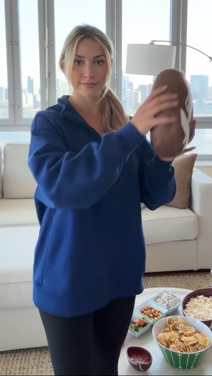 Instagram post by @katiefeeneyy for DIRECTV. Caption reads: Game day, done right! 🏈✨ 

From school colors to....