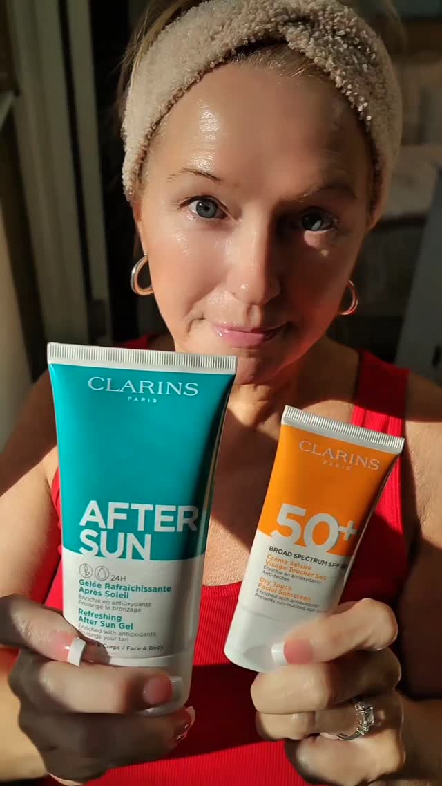 Instagram post by @beautybybev101 for CLARINS USA. Caption reads: Clarins Summer Essentials ☀️ 

Your Skin’s New....