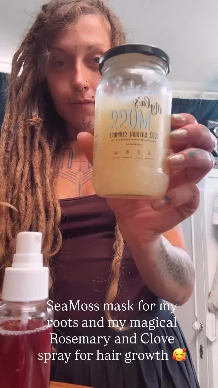 TikTok post by @dijanadreadlockshop for Myla's Moss. Caption reads: @MYLASMOSS mask for my roots and my homemade [...].