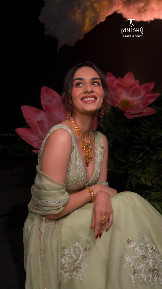 Instagram post by @manushi_chhillar for Tanishq. Caption reads: She’s walked through the magical world of....