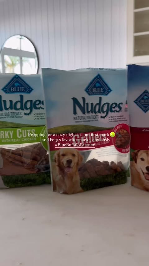 Instagram post by @emilywmayfield for blue buffalo. Caption reads: [...] night in - park, 🎾, and his favorite....