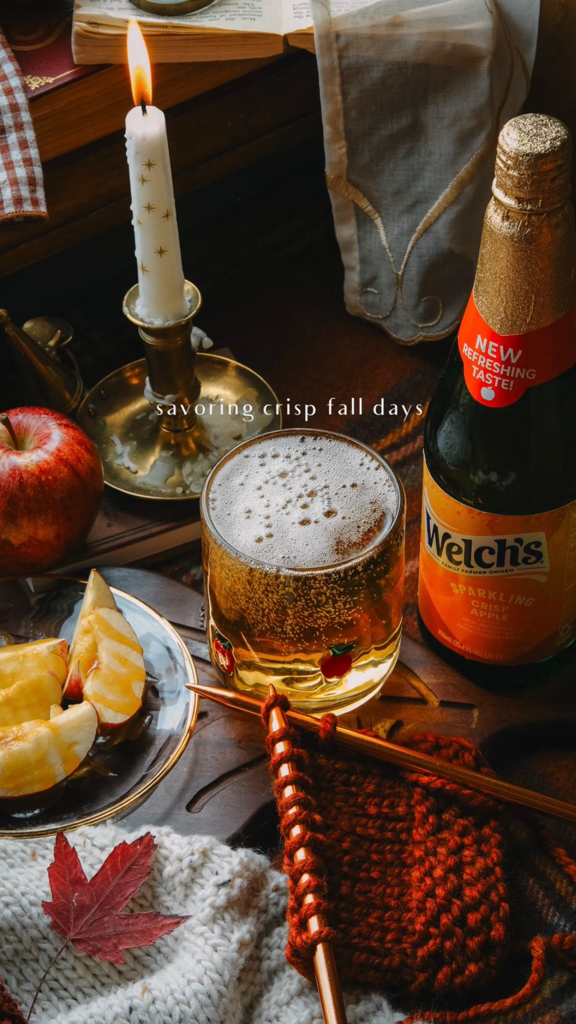 Instagram post by @cosyacademia for Welch's. Caption reads: this is your sign to enjoy every cozy moment this....