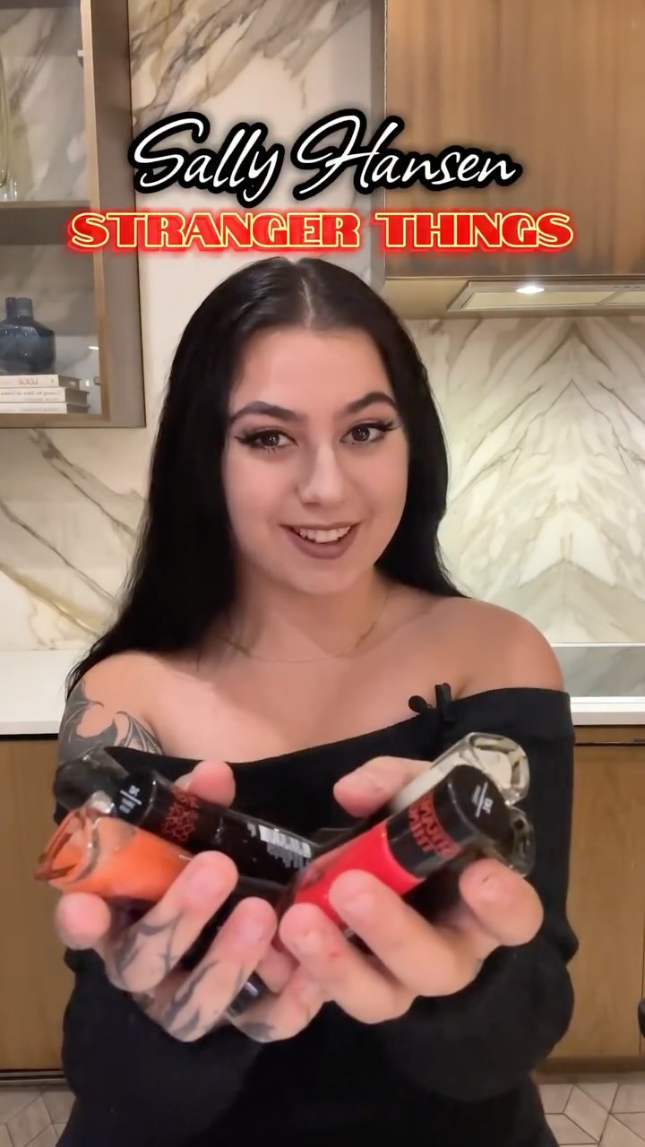 Instagram post by @grace.mitscherlich for Sally Hansen. Caption reads: These nails came straight from the Upside Down ?....