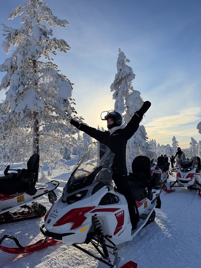 Instagram post by @minaceran for Issey Miyake Parfums. Caption reads: Snowmobiling in this magical placeeee🧊 *reklam.