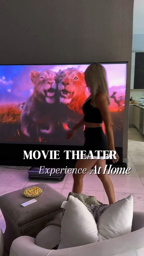 Instagram post by @marina.b.style for Awol Vision. Caption reads: [...] AWOL All-in-One Living Room Theater....