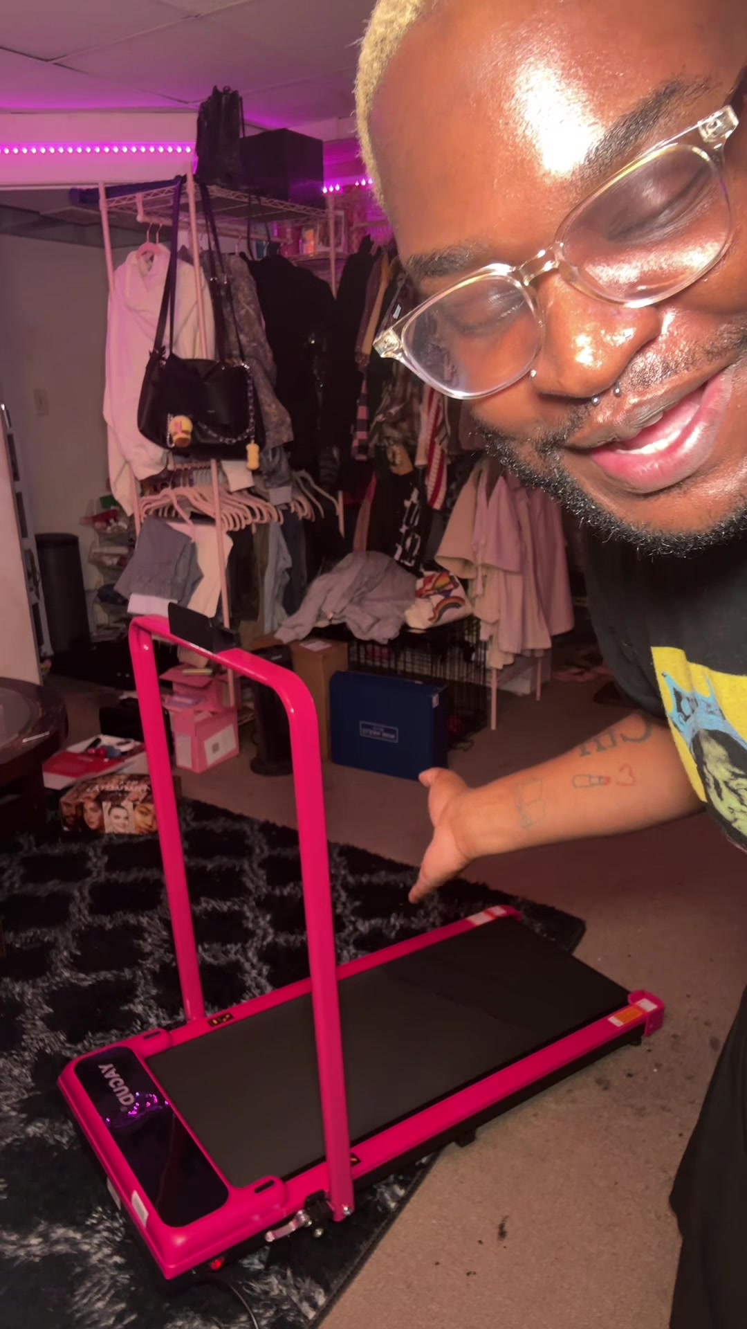TikTok post by @poorlildarkbxyy for Yagudfitness. Caption reads: @Yagud I finally got me a walking pad 🤏🏿🤭....