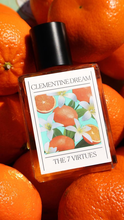 Instagram post by @thatfrenchislandgirl for The 7 Virtues. Caption reads: [...] fresh, uplifting scent of @the7virtues....