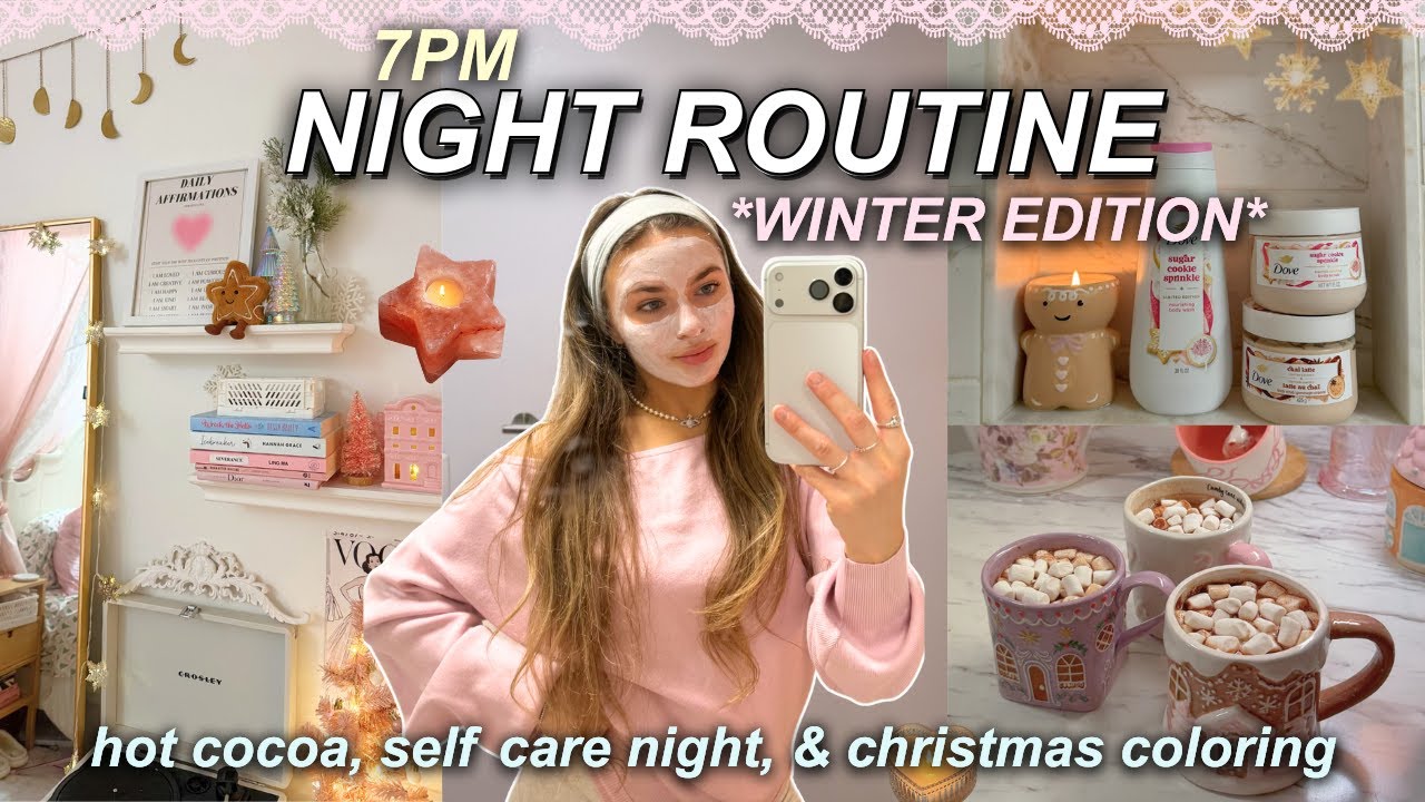 YouTube post by @sophiediloreto for Vsco. Caption reads: cozy WINTER NIGHT ROUTINE ❄️ self-care, healthy....
