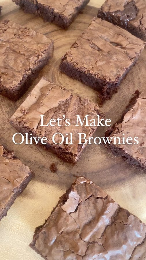 Instagram post by @atlbestbites for Kosterina. Caption reads: Let’s make Olive Oil Brownies using @kosterina....