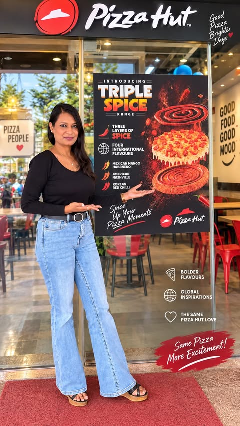Instagram post by @official_anu030 for Pizza Hut. Caption reads: [...] Ready to turn up the heat? 🔥🍕 Meet Pizza....