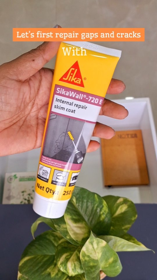 Instagram post by @decor.diy.den for The Pianosa Project. Caption reads: SikaWall 720 E is the reliable solution for wall....