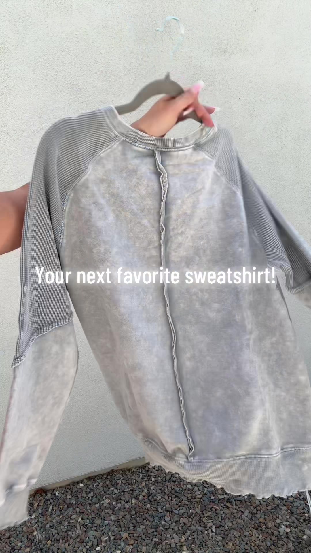 TikTok post by @heyshooray for Shewin. Caption reads: [...] love this Cozy Distressed Sweatshirt!....