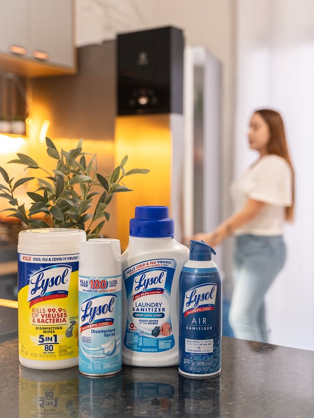 Instagram post by an influencer for SoFabMedia. Caption reads: In partnership with Lysol Lysol is a must-have in....
