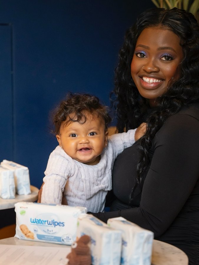 Instagram post by @fatimaflatt for WaterWipes. Caption reads: We went to @waterwipes Give Me Strength: Bring....