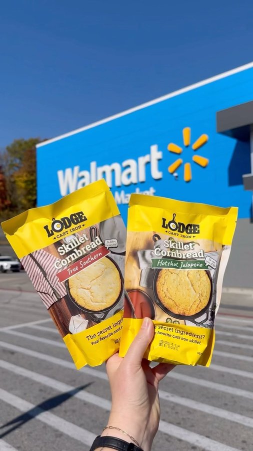 Instagram post by @whoawaitwalmart for Lodge Cast Iron. Caption reads: [...] menus, work smarter, not harder with....