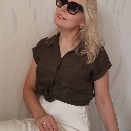 Instagram post by @irina_emelyanova_official for GLAS EYEWEAR. Caption reads: Sunglasses season is here! *Ad 😎✨ Trying on these....