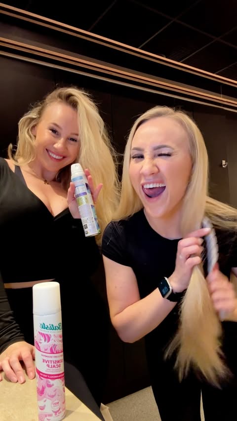 Instagram post by @robynlouisehatton_ for Batiste. Caption reads: [...] spin class. Zero time to wash our hair....