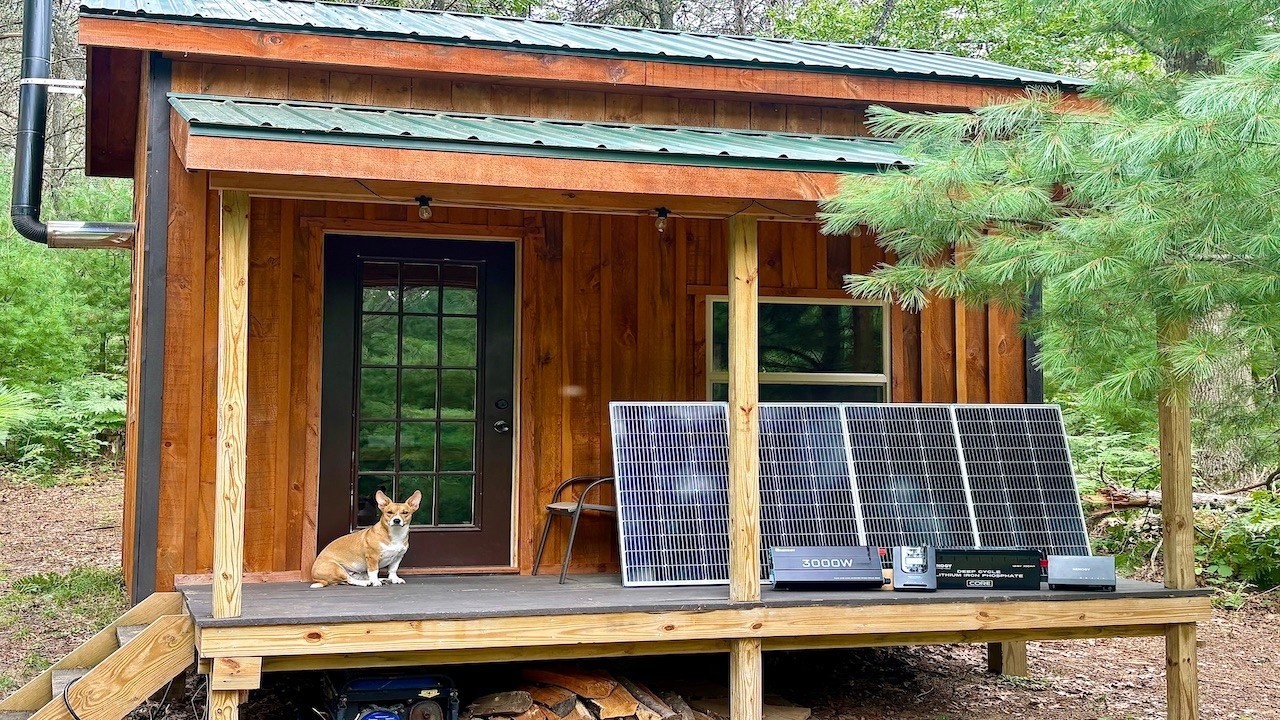 YouTube post by @blackspruce1861 for Renogy. Caption reads: Power your Off Grid Cabin with Renogy: Easy....