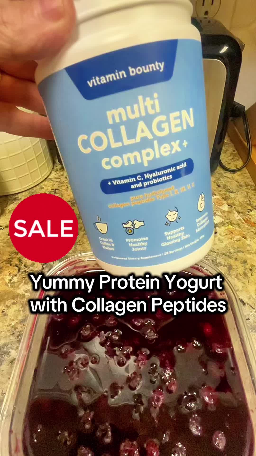 TikTok post by @heathersheartjourney for Vitamin Bounty. Caption reads: [...] #multicollagenpeptides @Vitamin Bounty....