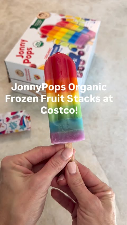 Instagram post by @costcohotfinds for JonnyPops. Caption reads: 🪄 These are magical! @jonnypops 🌈 Fruit Stacks....