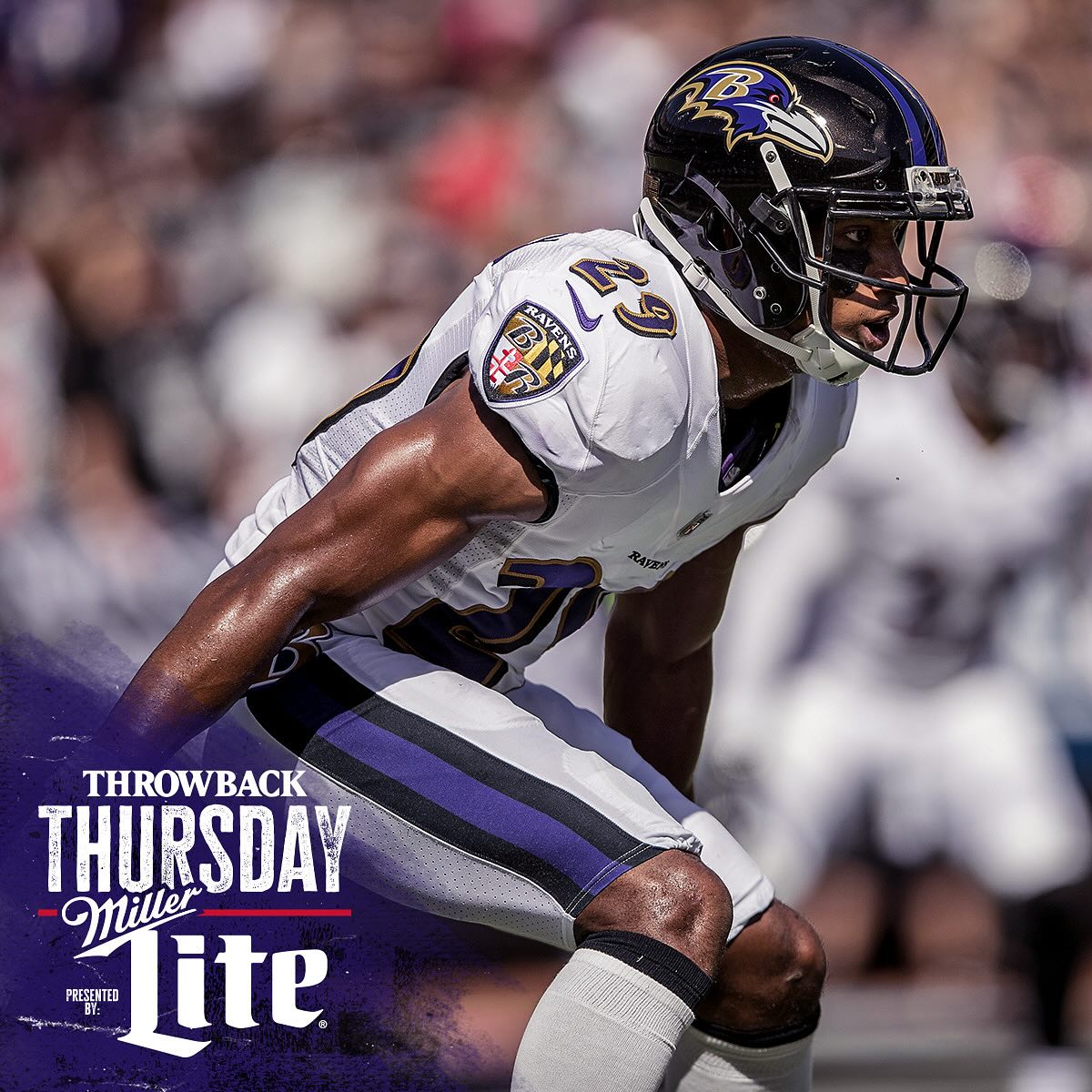 Instagram post by @ravens for Miller Lite. Caption reads: Birthday loading in 5… #tbt.