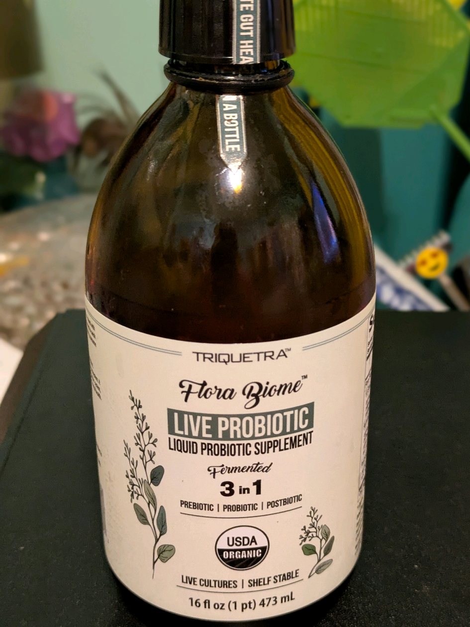 TikTok post by @valerieshannonval for Triquetra Health. Caption reads: My honest review of the Triquetra Flora Biome....