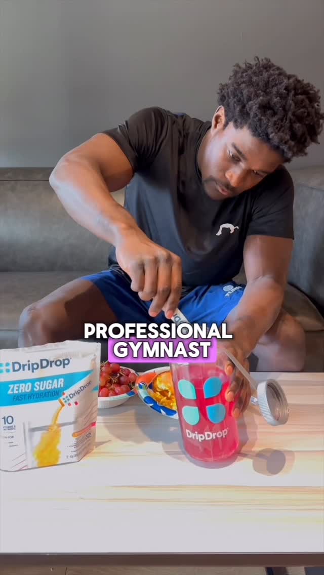 Instagram post by @frederickflips for DripDrop. Caption reads: From strength work to routines, @drinkdripdrop....