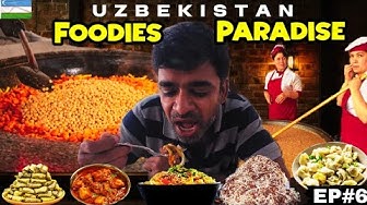 YouTube post by @BackpackerKumar for GT Holidays. Caption reads: 😋Uzbek Street Food is அட்டகாசம்😂| 🇺🇿....