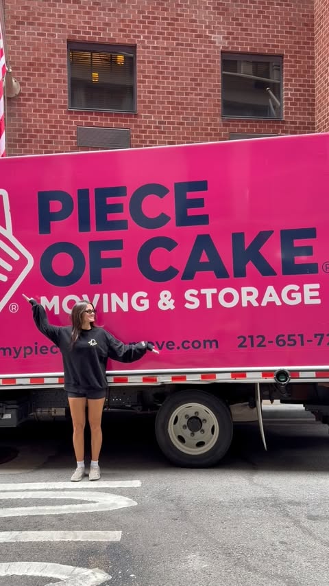 Instagram post by @sydneychristinea for Piece of Cake Moving & Storage®. Caption reads: THANK YOU @pieceofcakemoving !!! 💗🚛 if you need....