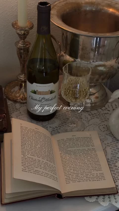 Instagram post by @emmakerkering for Chateau Ste. Michelle Winery. Caption reads: The perfect evening always includes a book and....