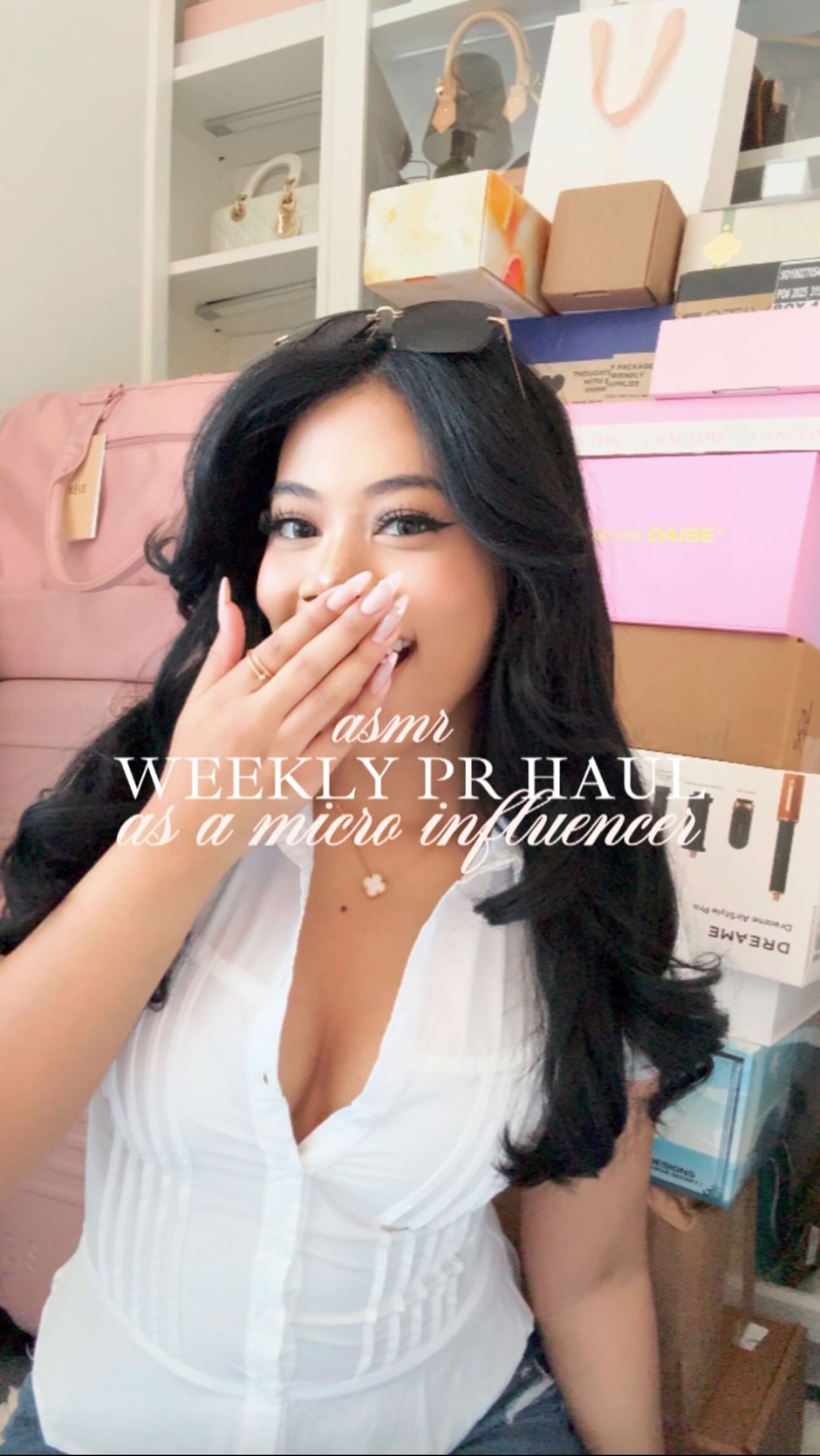 Instagram post by @minaalexis_ for Aora Makeup. Caption reads: [...] @gorjana @loccitane @nudestix @aoramakeup....