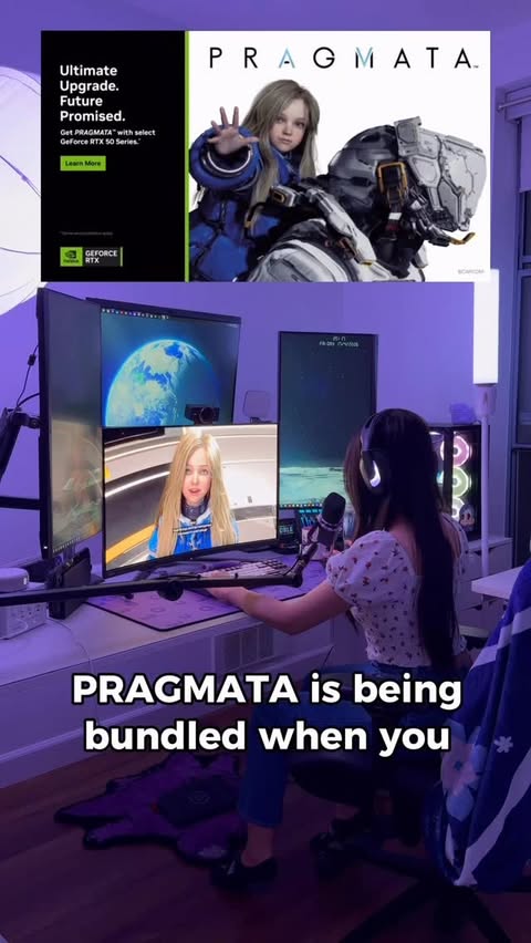 Instagram post by an influencer for MSI USA. Caption reads: PRAGMATA is finally here!! And playing this on an....