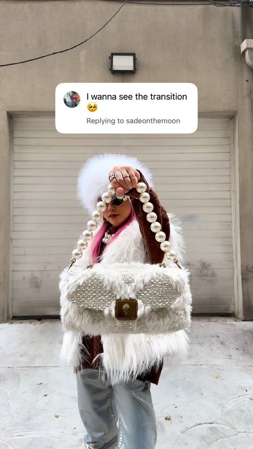 Instagram post by @lizzi.jpg for Kurt Geiger. Caption reads: ☁️☁️☁️ winter in a bag @kurtgeiger.