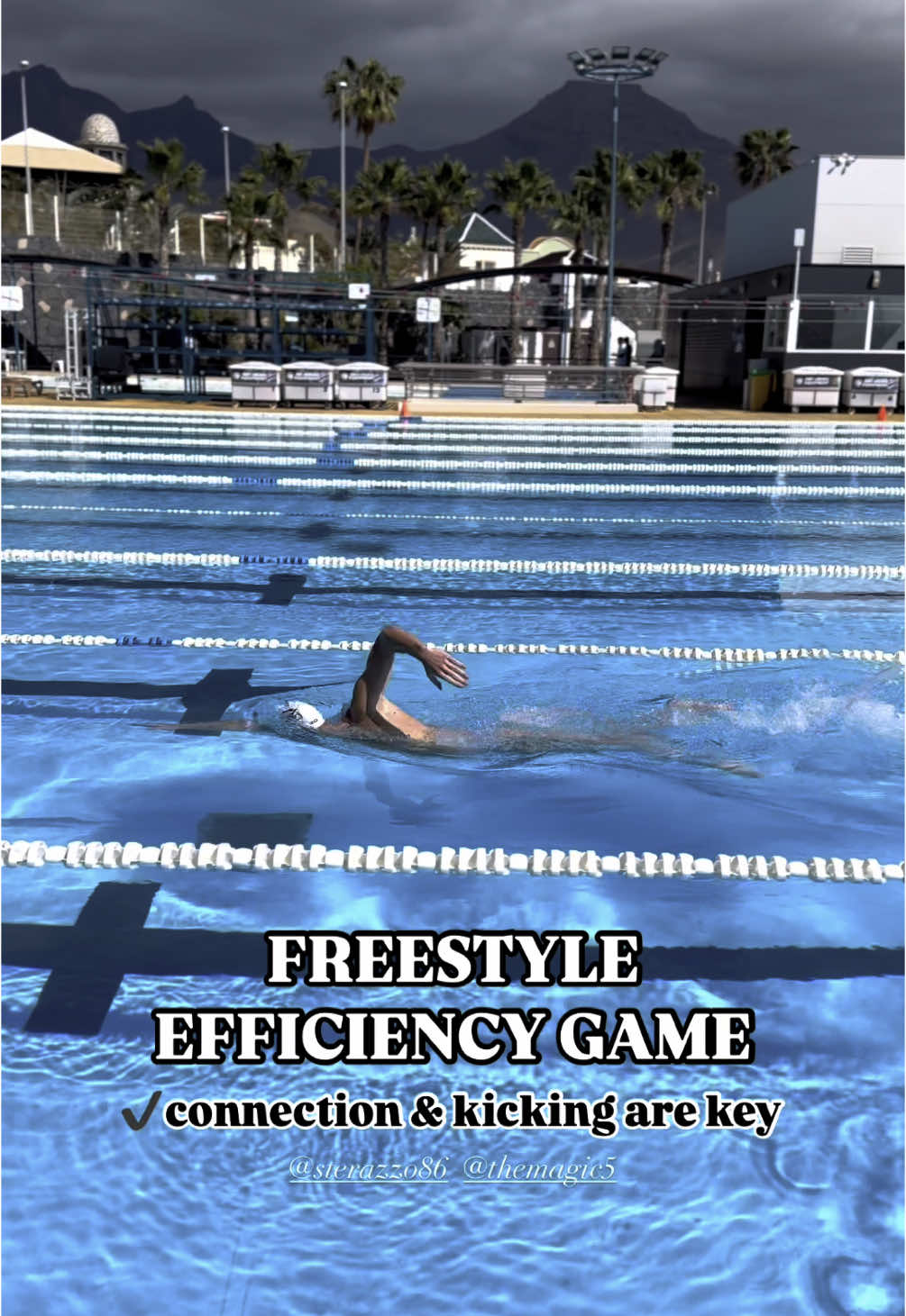 TikTok post by @sterazzo86 for TheMagic5. Caption reads: [...] UW kicks)? #swimminglessons #swimming....