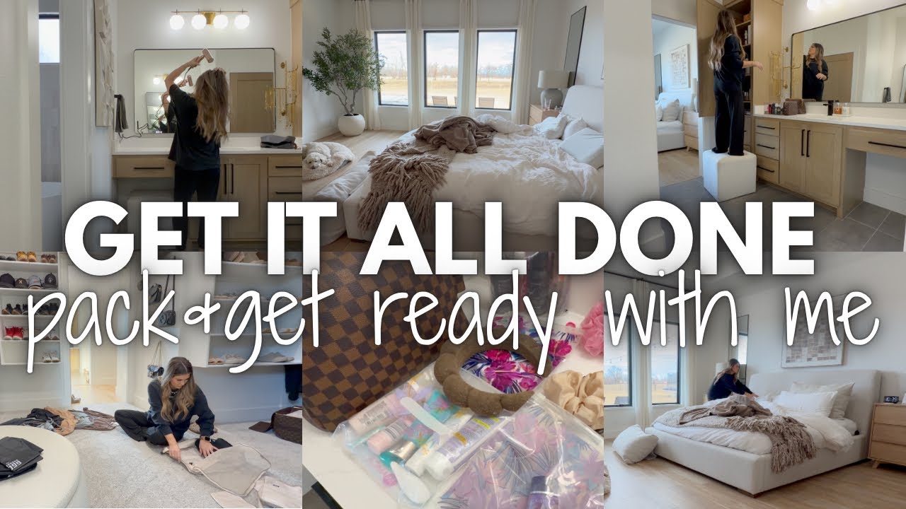 YouTube post by @TilVacuumDoUsPart for Boutique Rugs. Caption reads: 2026 PACK + GET READY WITH ME | GET IT ALL DONE....